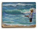 Surf Fisherman Wood Sign 14x20 (36cm x 51cm) Planked