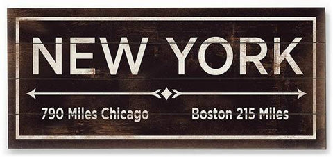 New York Wood Sign 10x24 (26cm x61cm) Planked