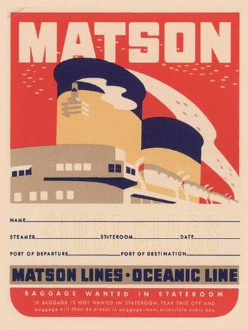 Matson Lines Oceanic Line Wood Sign 14x20 (36cm x 51cm) Planked