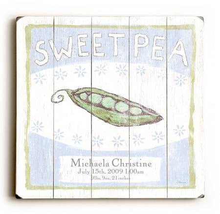 0002-9014-Sweet Pea Wood Sign 18x18 (46cm x46cm) Planked