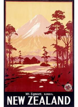 Mount Egmont New Zealand Poster Wood Sign 9x12 (23cm x 30cm) Solid