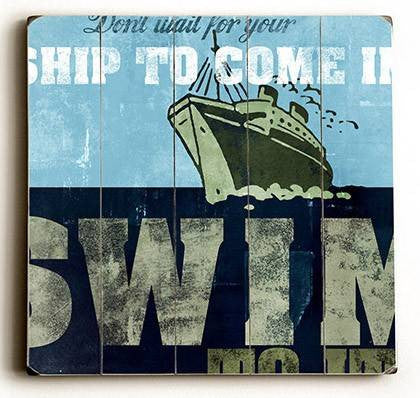 Ship Wood Sign 13x13 Planked