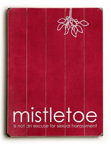 Mistletoe - Red Wood Sign 9x12 (23cm x 31cm) Solid