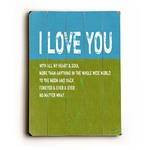 I Love you Wood Sign 9x12 (23cm x 31cm) Solid