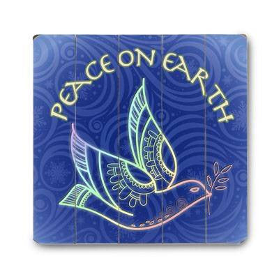 Peace on Earth Wood Sign 13x13 Planked