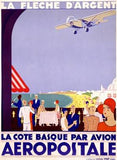 French Aeropostale Aviation Poster Wood Sign 9x12 (23cm x 31cm) Solid