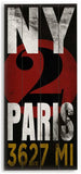 New York 2 Paris Wood Sign 10x24 (26cm x61cm) Planked