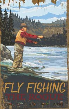 Fly Fishing Wood Sign 7.5x12 (20cm x31cm) Solid