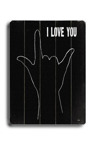 I love you (hand sign) Wood Sign 12x16 Planked