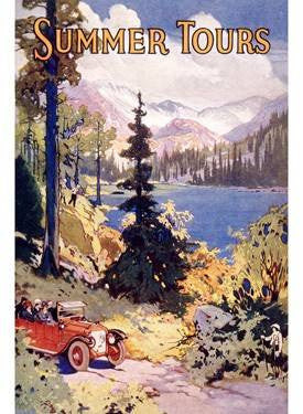 Summer Tours Union Pacific Railroad Poster Wood Sign 9x12 (23cm x 31cm) Solid