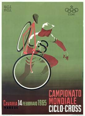 1965 Italian Bicycle Ciclo-Cross Poster Wood Sign 9x12 (23cm x 31cm) Solid