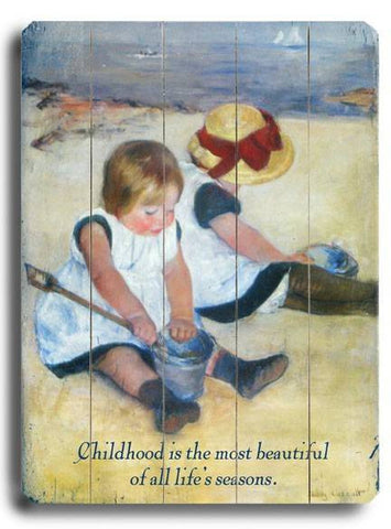 Children at Play Wood Sign 14x20 (36cm x 51cm) Planked