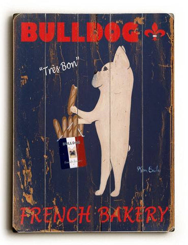 Bull Dog French Bakery Wood Sign 9x12 (23cm x 31cm) Solid