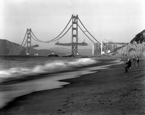 San Francisco, CA 1936, Baker Beach Wood Sign 9x12 (23cm x 31cm) Solid