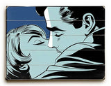 Kissing Couple Wood Sign 12x16 Planked