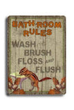 Bathroom Rules Wood Sign 14x20 (36cm x 51cm) Planked