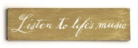 0002-8208-Listen to Life's Music Wood Sign 6x22 (16cm x56cm) Solid