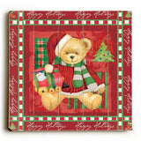 Christmas Bear - Red Wood Sign 13x13 Planked