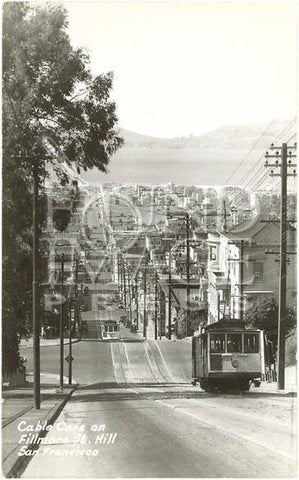Cable Cars, Fillmore Street, San Francisco, Califo Wood Sign 7.5x12 (20cm x31cm) Solid