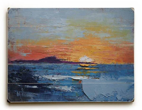 The sun falls into the sea Wood Sign 9x12 (23cm x 31cm) Solid