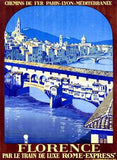 PLM Railway Florence Travel Poster Wood Sign 9x12 (23cm x 31cm) Solid