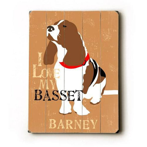 Personalized I love my basset Wood Sign 12x16 Planked