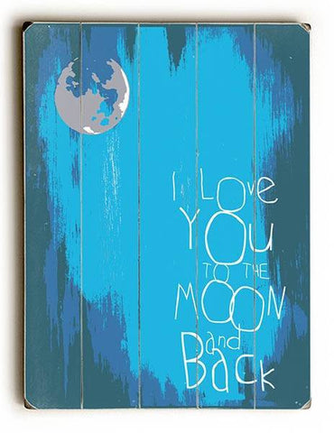 I Love You to the Moon Wood Sign 13x13 Planked