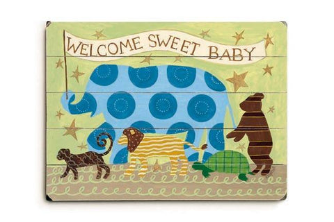 Welcome sweet baby Wood Sign 18x24 (46cm x 61cm) Planked