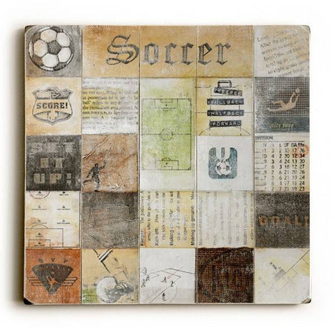 Soccer Collage Wood Sign 30x30 (77cm x 77cm) Planked