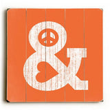 Peace & Love Orange Wood Sign 30x30 (77cm x 77cm) Planked