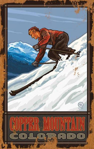 Downhill Skier Wood Sign 7.5x12 (20cm x31cm) Solid