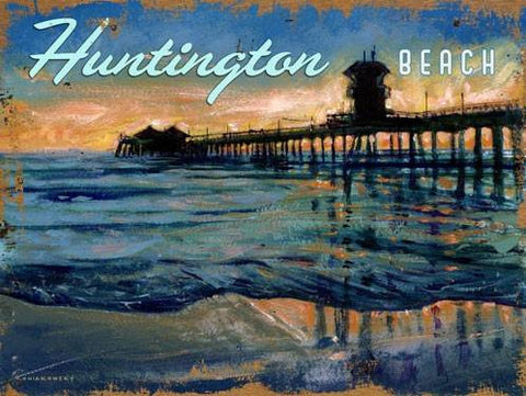 Huntington Beach Pier Wood Sign 18x24 (46cm x 61cm) Planked
