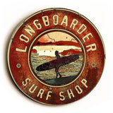 Longboarder Surf Shop Wood Sign 12x12 (31cm x31cm) Round