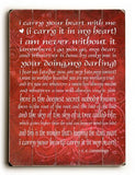 I carry your heart Wood Sign 9x12 (23cm x 31cm) Solid