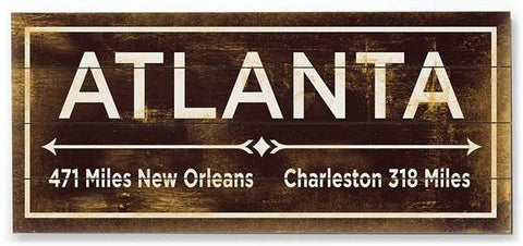 Atlanta Wood Sign 10x24 (26cm x61cm) Planked