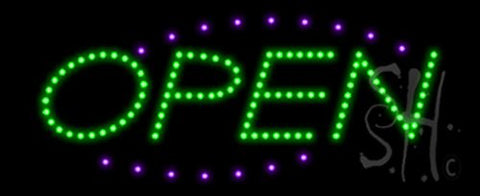 Open Deco Purple Border and Green Letters Animated LED Sign 11