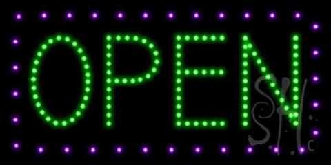 Open Purple Border and Green Letters Animated LED Sign 12