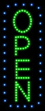 Open Vertical Blue Border and Green Letters Animated LED Sign 27" Tall x 11" Wide x 1" Deep