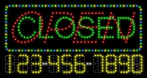Open Closed with Phone Number Animated LED Sign 17