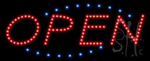 Open Deco Blue Border and Red Letters Animated LED Sign 11