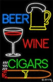 Beer Wine Cigars Animated LED Sign 37" Tall x 24" Wide x 1" Deep