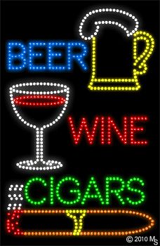 Beer Wine Cigars Animated LED Sign 37
