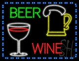 Beer Wine Animated LED Sign 24" Tall x 31" Wide x 1" Deep