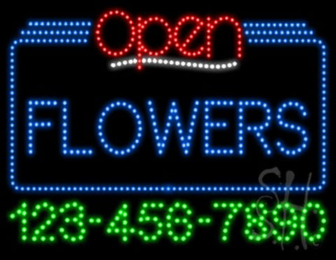 Flowers Open with Phone Number Animated LED Sign 24