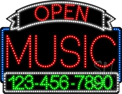 Music Open with Phone Number Animated LED Sign 24