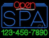 Spa Open with Phone Number Animated LED Sign 24" Tall x 31" Wide x 1" Deep