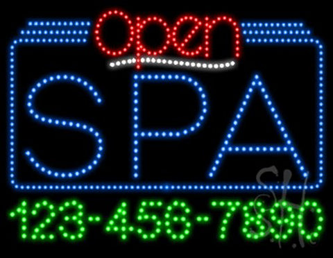 Spa Open with Phone Number Animated LED Sign 24