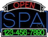 Spa Open with Phone Number Animated LED Sign 24" Tall x 31" Wide x 1" Deep