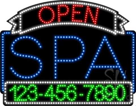 Spa Open with Phone Number Animated LED Sign 24