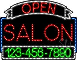Salon Open with Phone Number Animated LED Sign 24" Tall x 31" Wide x 1" Deep